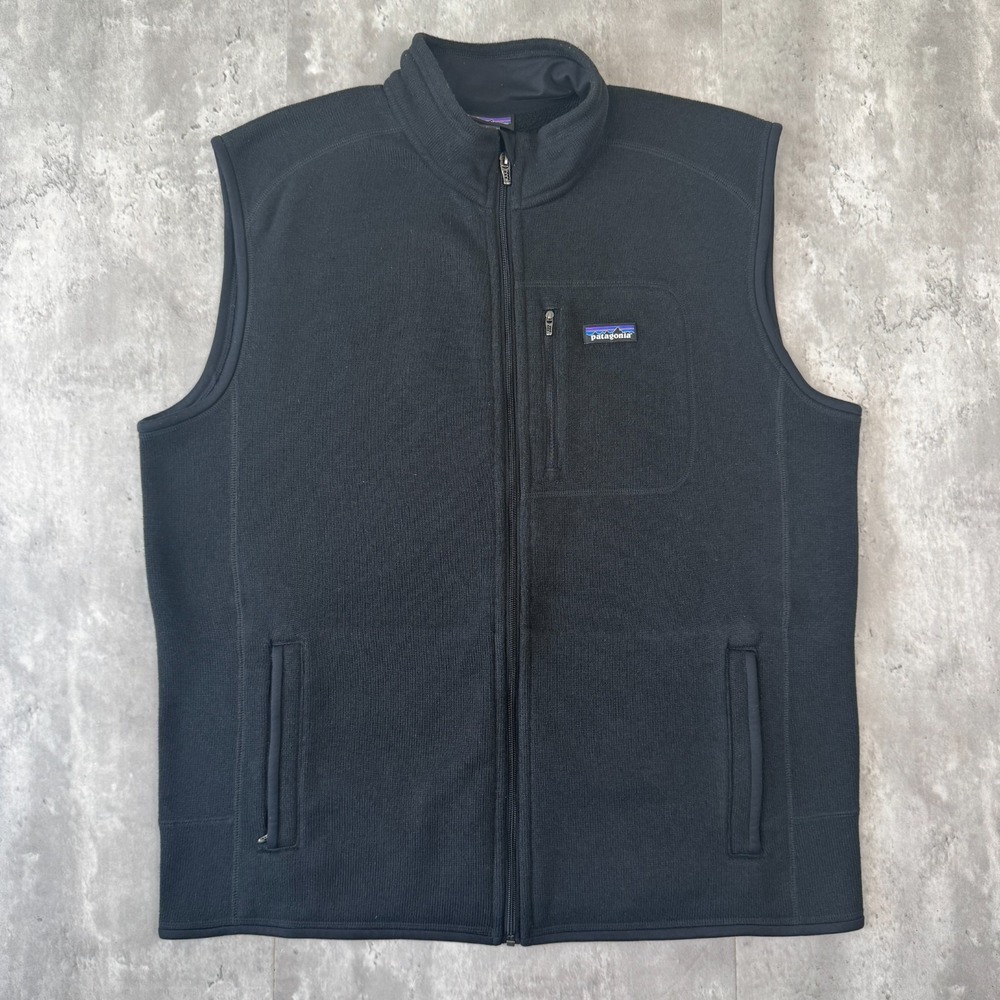 Patagonia Karstens Vest Men's XXL Black Synchilla Fleece Full Zip DCT Logo